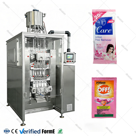4 lanes cosmetic lotion small bag filling machine multi lines facial cream sachet packing machine